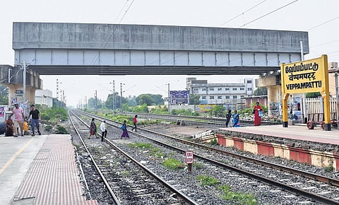 Construction of the rail overbridge at the Veppampattu railway station has been stalled for 13 years now | d sampathkumar