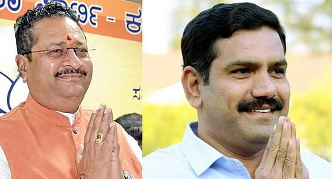 BJP MLA Basanagouda Patil Yatnal and BJP state president BY Vijayendra