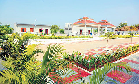 A picture of the entrance of Vykuntadamam (crematorium) in Kodad town