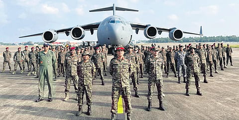 Indian armed forces contingent before departing for Australia to participate in ‘AustraHind-2023’ to be held in Perth | pti