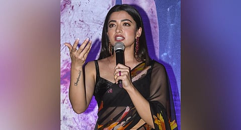 Actor Rashmika Mandanna at the trailer launch of her upcoming film 'Animal', in New Delhi, Thursday, Nov. 23, 2023. (PTI)