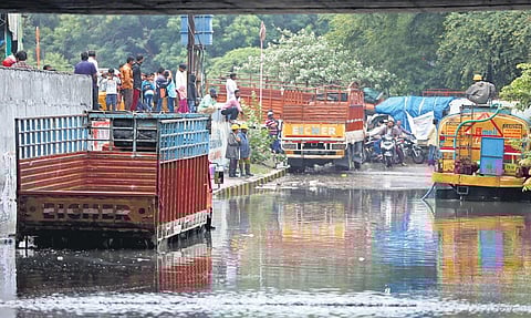 A file photo of the water-logged Begumpet-Balkampet underpass in Hyderabad. (Photo | EPS)