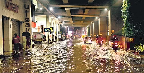 Waterlogging on MG Road after heavy rain lashed the city on Tuesday night | A Sanesh