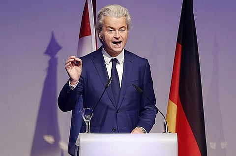 Geert Wilders delivers a speech at a meeting of European Nationalists in Koblenz, Germany in 2017. (Photo | AP).
