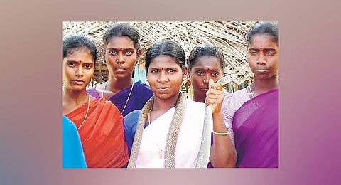 Snake-catcher women of Irular tribe.