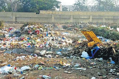 Garbage seen piled up at the Mahatma Gandhi Community Hall which was turned into a dumpyard