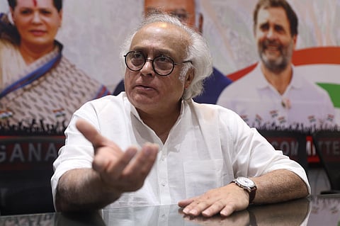 Congress senior leader and MP Jayaram Ramesh speaks to TNIE at Gandhi Bhavan in Hyderabad. (Photo | Sri Loganathan Velmurugan)