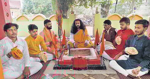 Hindu priests have been engaged in praying for over a month in Karahal village