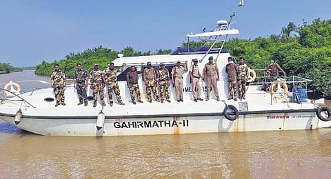 Forest guards patrolling the waters of Gahirmatha marine sanctuary | Express