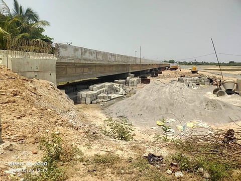Bridge work was halted for 10 months due to contract issues. (Photo | Express)