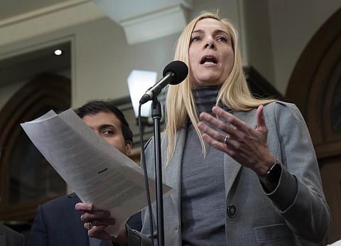 Canadian Heritage Minister Pascale St-Onge speaks with reporters in the Foyer of the House of Commons, Wednesday, Nov 29, 2023. (Photo | AP)