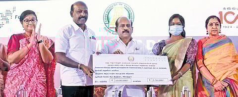 Health and Family welfare Minister Ma Subramaniam and Minister for MSME Industries, Anbarasan, during the health investors meet in Chennai | D Sampath Kumar