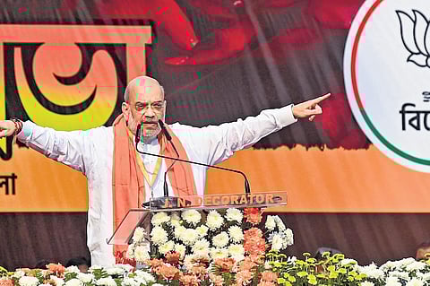 Amit Shah addressing a rally in Kolkata on Wednesday | pti
