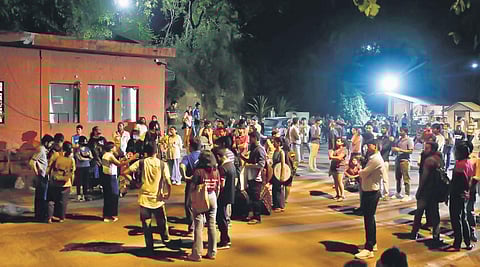 Representational image: A protest organised by the JNUSU near the main gate of the university on April 2022. (Photo | Shekhar Yadav, EPS)