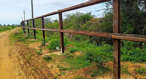 The rail barricades near Bandipur Tiger Reserve