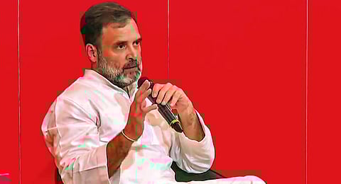Congress leader Rahul Gandhi during an interaction with students and faculty at Sciences PO University, in Paris, France. (File PTI Photo)
