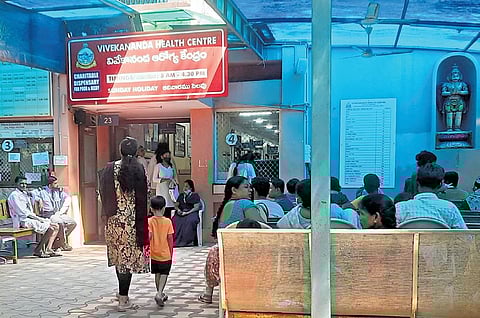 People waiting to consult the doctors at the Primary Health Centre (PHC) run by the Ramakrishna Math in Hyderabad | Manvi Vyas