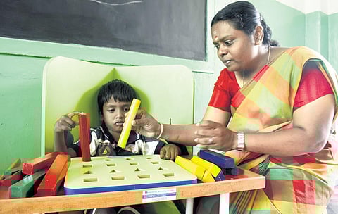 DADSS founder Jayapradha working with a student at the school on a regular day | S Senbagapandiyan