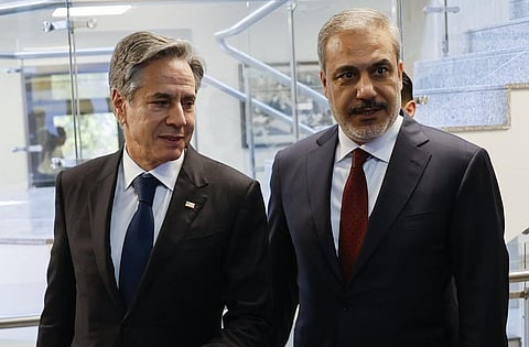 U.S. Secretary of State Antony Blinken with Turkish Foreign Minister Hakan Fidan. (Photo | AP)