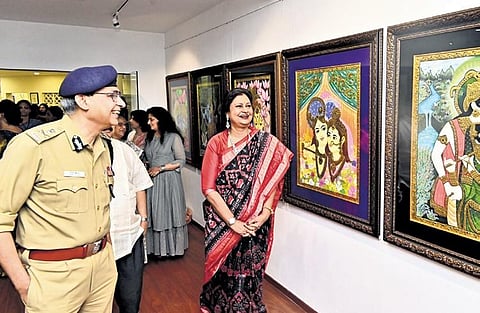 Artist Tejasmi Honey’s Tanjore Painting Fusion Art exhibition. (Photo | Express)