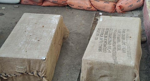 Two unclaimed boxes found in the parking lot of Shivamogga Railway Police on Sunday.
