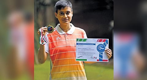 Pratibha Thakkadpally, who recently won her sixth international gold medal in the recently concluded World Chess Boxing Championship in Italy. (Photo | Vinay Madapu, EPS)