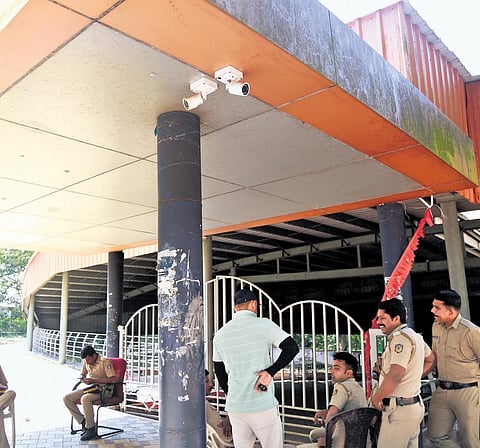 Cops at the scene of the stampede in Cusat