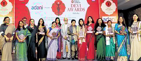 (From left to right) Lipika Singh Darai, Pankaja Sethi, TNIE-Odisha resident editor Siba Mohanty, TNIE CEO Lakshmi Menon, Aboli Sunil Naravane, Sukanti Meher, Akshita Bhanja Deo and others.