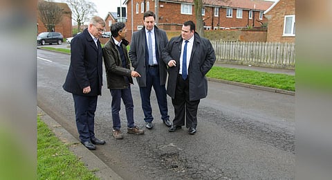 UK Prime Minister Rishi Sunak has pledged to tackle “the scourge of potholes” with 8.3 billion pounds of funding for local roads maintenance in England. (Photo | Rishi Sunak Twitter)