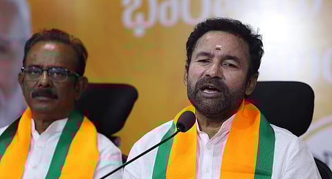 State BJP president G Kishan Reddy addresses the media in Hyderabad on Sunday | Sri Loganathan Velmurugan