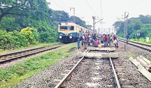 Around 5 am on Monday, the officials began to slow down Chengalpattu-bound local trains from Chennai Beach between Singaperumal Koil and Chengalpattu to facilitate the restoration work.