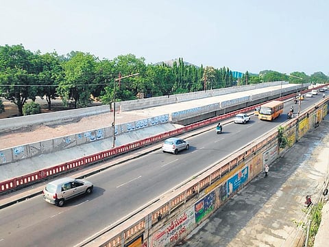 A portion of the Kazipet Railway Over Bridge that is yet to be laid