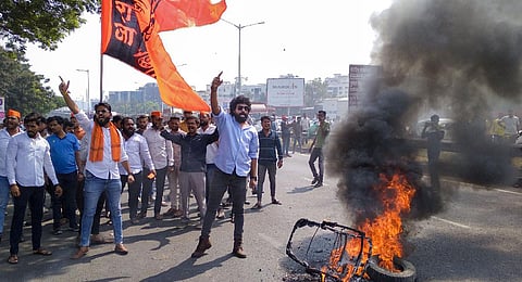 Maratha activists during a protest over their demands for reservations. (File Photo | PTI)