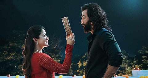 Rashmika Mandanna and Ranbir Kapoor in 'Animal'.