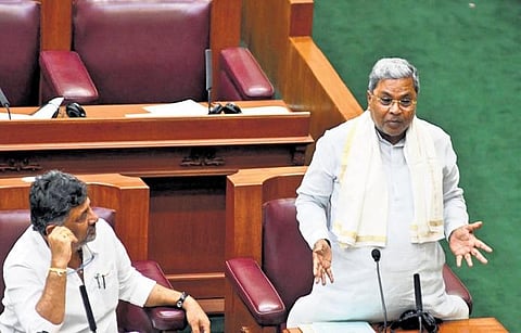 Chief Minister Siddaramaiah speaks in the Assembly on Wednesday | Express