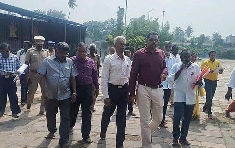 Officials from the Hindu Religious and Charitable Endowment Department and the Archaeological Department conducted an inspection at the Nataraja Temple in Chidambaram on Thursday.