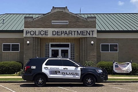 This Jan. 27, 2021 image provided by The Tate Record shows a Senatobia Police vehicle in front of the Senatobia, Miss., Police Department. (Photo | AP)