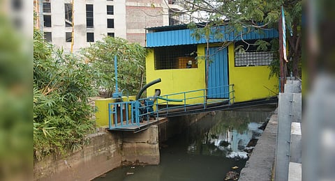 The pumping station on Veeranam Odai, which was flooded after the recent rain. (Photo | Ashwin Prasath, EPS)