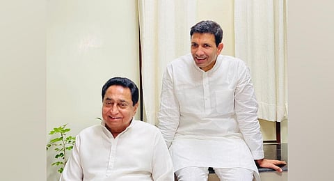 Congress leaders Kamal Nath and Jitu Patwari. (Photo | Jitu Patwari X)