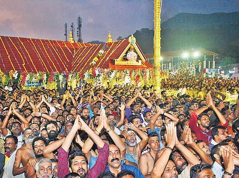 Devotees with folded hands at Sabarimala. (File Photo)