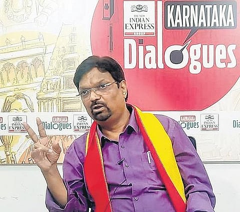 Kannada Sahitya Parishat President Mahesh Joshi. (Photo | Vinod Kumar T, EPS)