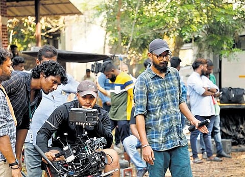 Director Abbas A Rahmath on the sets of the film Fight Club