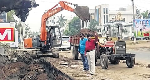 Ongole Municipal Corporation Commissioner M Venkateswara Rao reviews the works under progress.