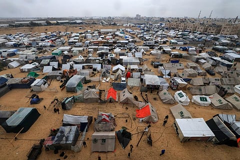 Tents and makeshift shelters at a camp for displaced Palestinian people in Rafah, in the southern Gaza Strip where most civilians have taken refuge, on December 13, 2023. (AFP Photo)