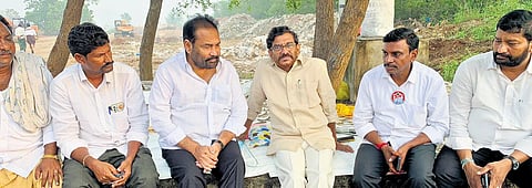 TDP leader Somireddy Chandramohan Reddy took up Satyagraha Deeksha at Varadapuram in Nellore district on Sunday against illegal quartz mining. (Photo | Express)