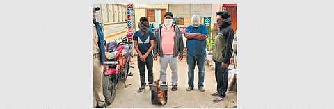 The three accused and the scrap dealer. (Express Photo)