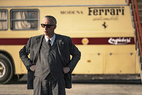 Adam Driver as Enzo Ferrari in a scene from 'Ferrari' | AP