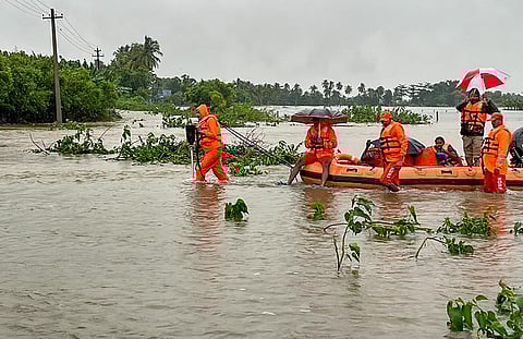 NDRF personnel conduct a rescue operation in a flooded area after heavy rainfall, in Tuticorin, Monday, Dec. 18, 2023 | PTI