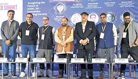 Gaming industry experts at Bengaluru Tech Summit on Friday, Dec 1, 2023. (Photo | Nagaraja Gadekal, EPS)