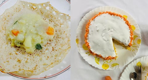 Appam and stew; carrot cake